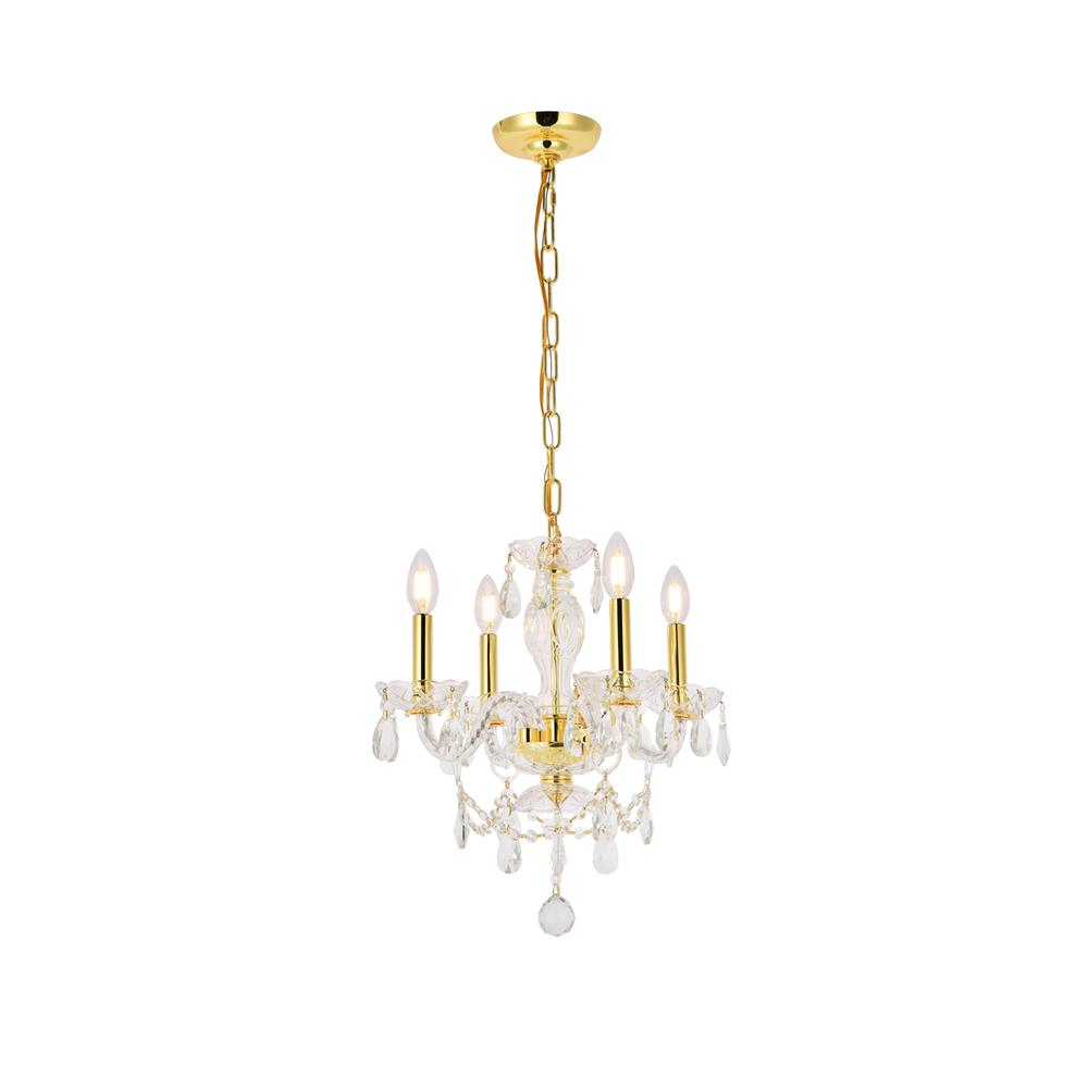 Princeton 4 light Gold Pendant Clear Royal Cut Crystal. Picture 1