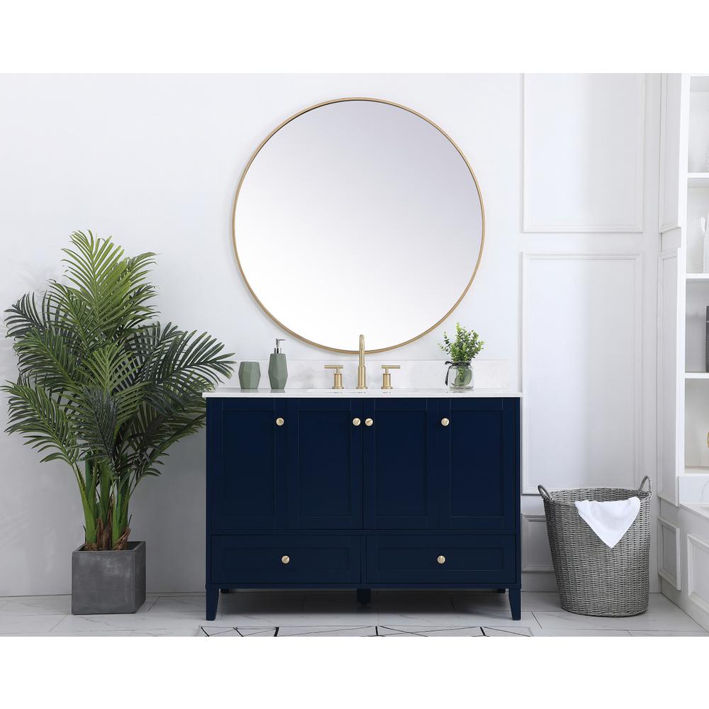 48 inch Single Bathroom Vanity in Blue with Backsplash. Picture 4