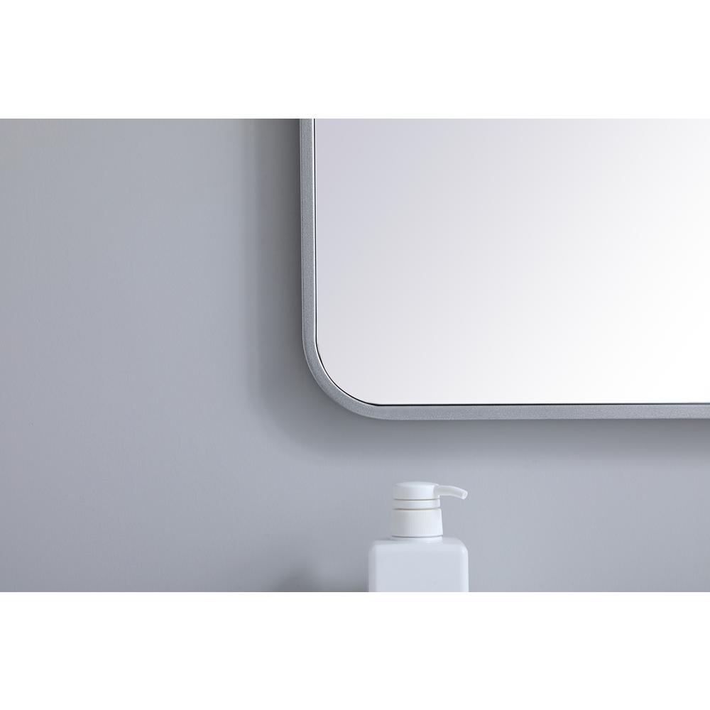 Soft corner metal rectangular mirror 27x36 inch in Silver. Picture 3