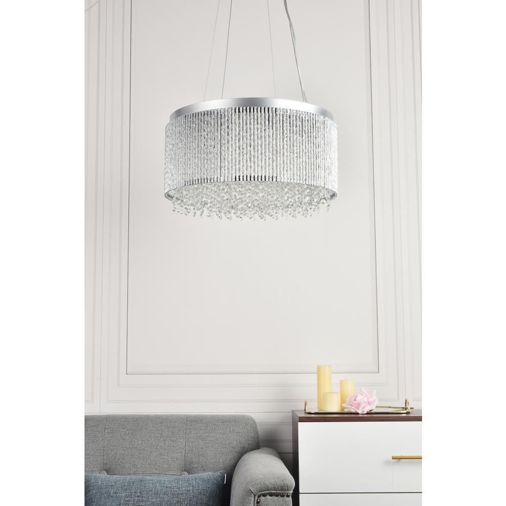 Influx 12 light Chrome Pendant Clear Royal Cut Crystal. Picture 8