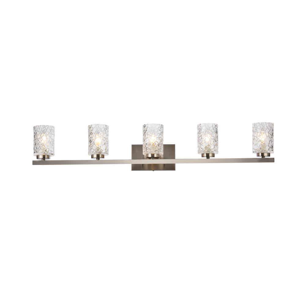 Cassie 5 lights bath sconce in satin nickel with clear shade. Picture 1