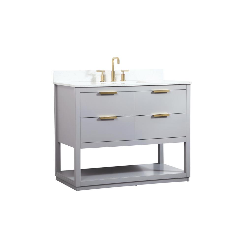 42 inch Single bathroom vanity in grey with backsplash. Picture 7