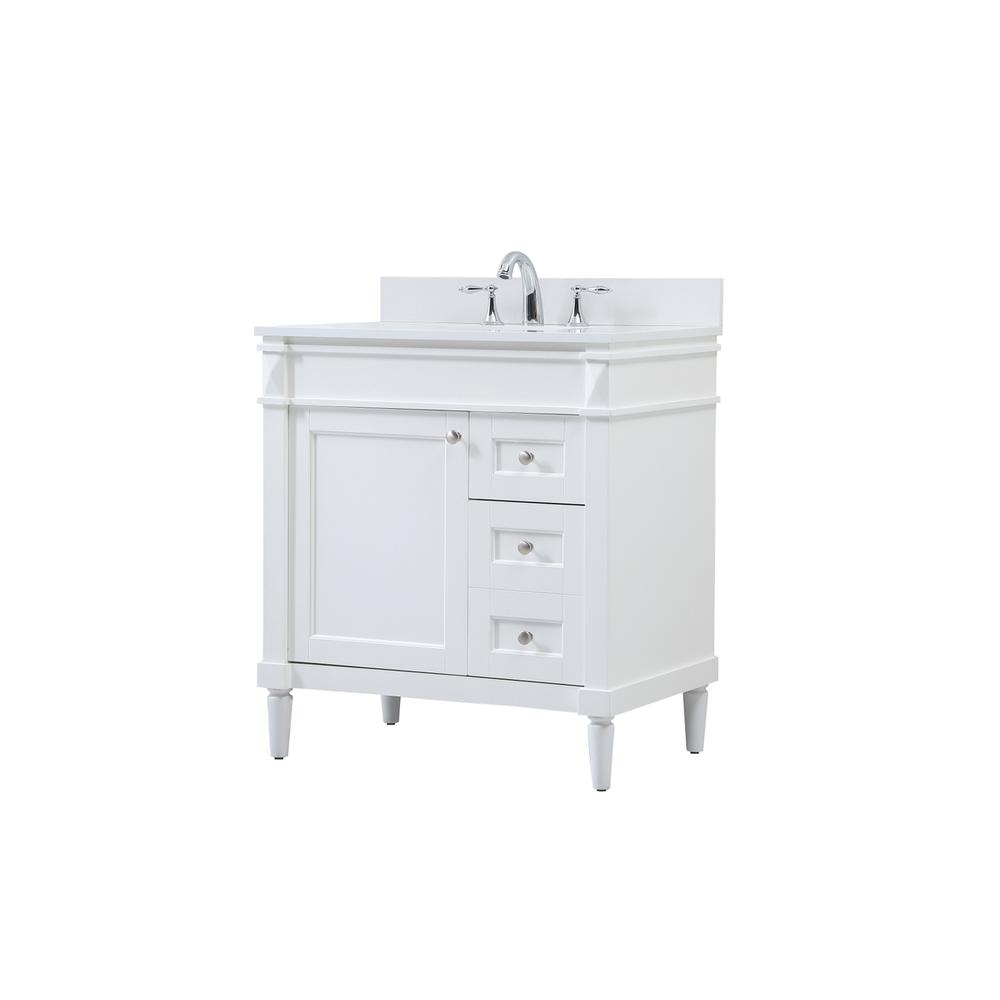 32 inch Single bathroom vanity in white with backsplash. Picture 7