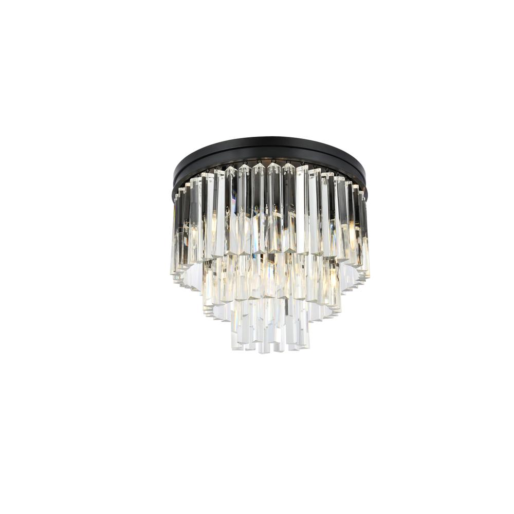 Sydney 9 light Matte Black Flush Mount Clear Royal Cut Crystal. Picture 2