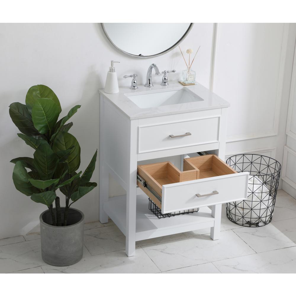 24 inch Single Bathroom Vanity in White. Picture 3