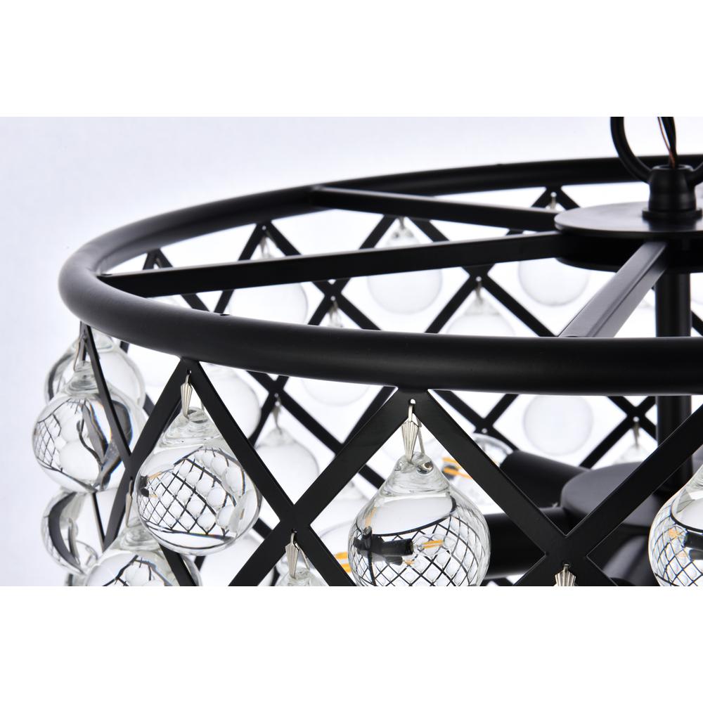 Madison 6 light Matte Black Pendant Clear Royal Cut Crystal. Picture 5
