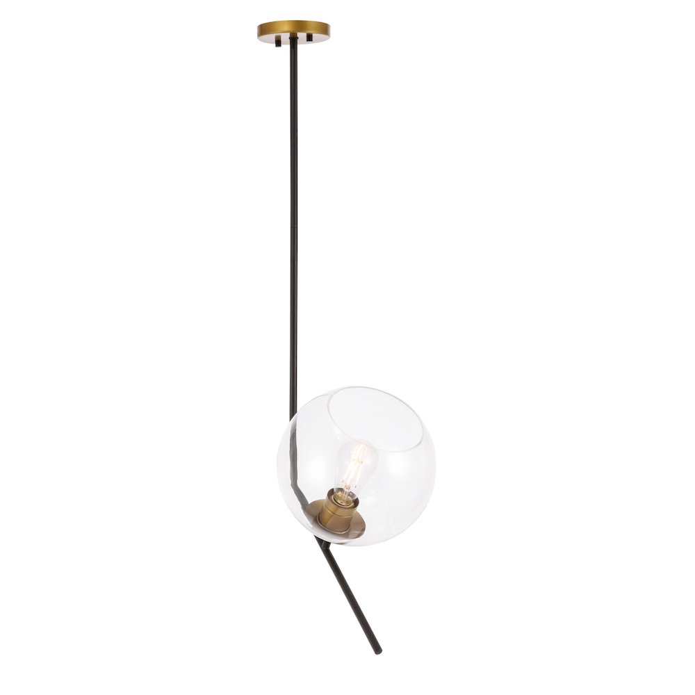 Ryland 1 Light Black And Brass And Clear Glass Pendant. Picture 7