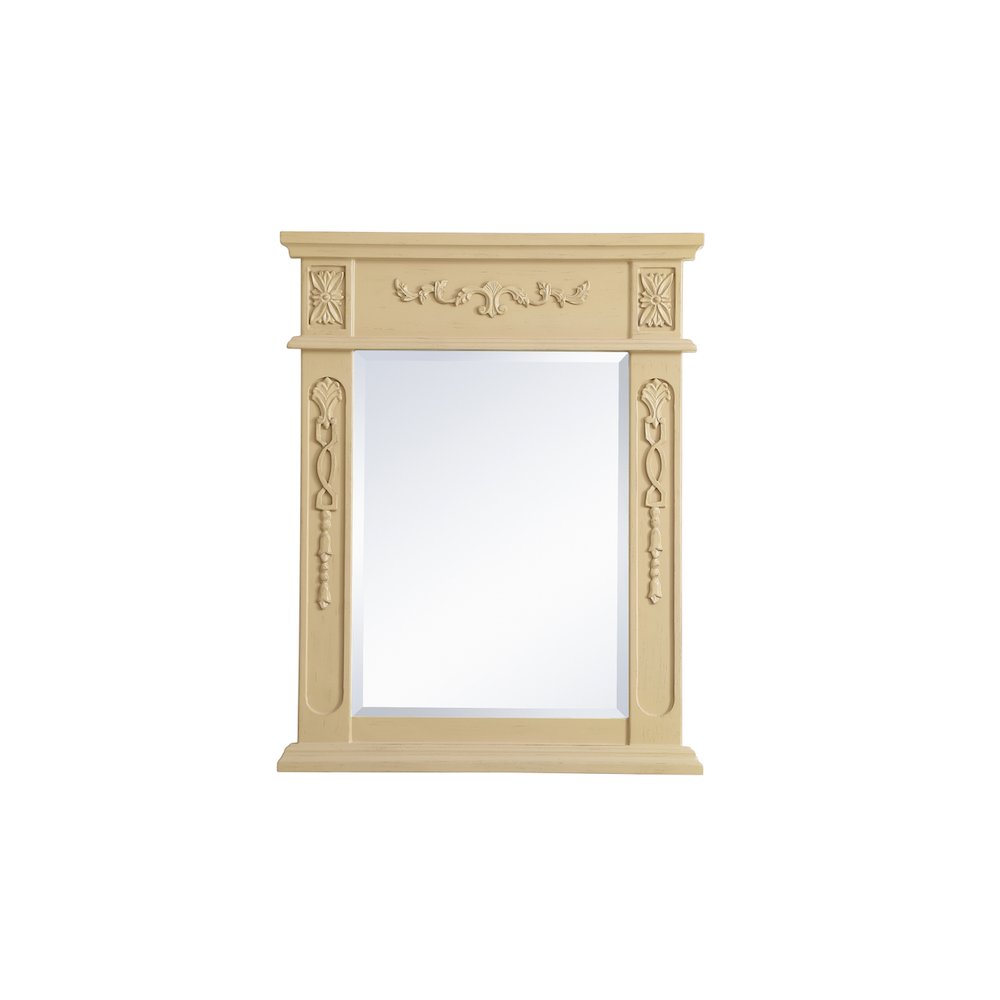 Wood Frame Mirror 22 Inch X 28 Inch In Light Antique Beige. Picture 1