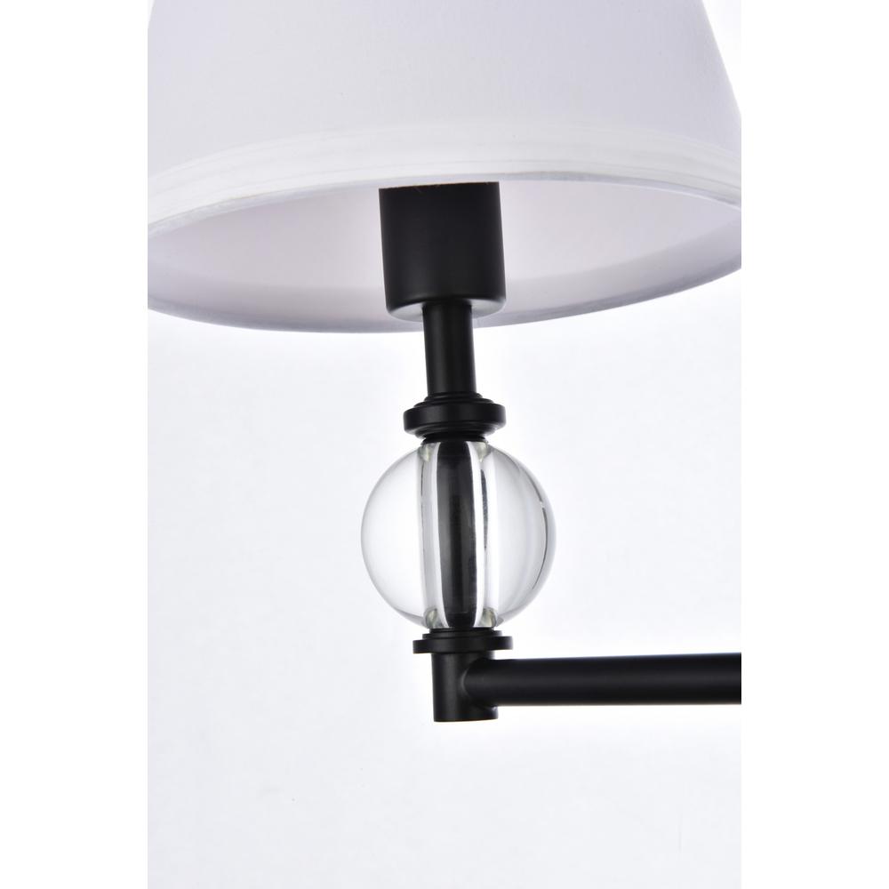 Bethany 2 lights bath sconce in black with white fabric shade. Picture 4