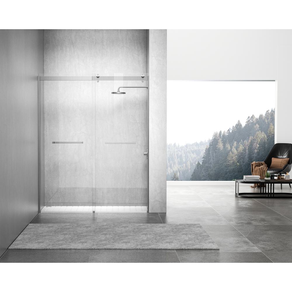 Semi-frameless shower door 60 x 76 Brushed Nickel. Picture 1