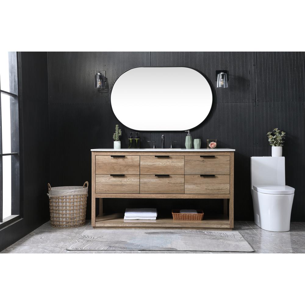 60 Inch SIngle Bathroom Vanity In Natural Oak. Picture 4