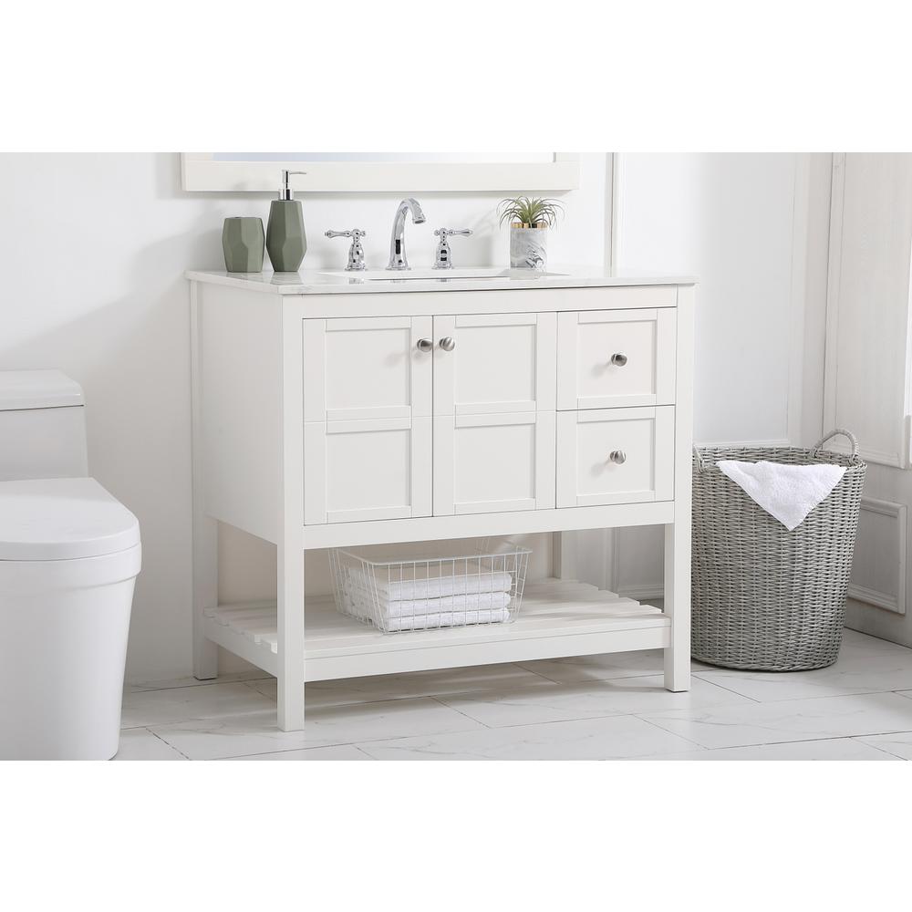 36 inch Single Bathroom Vanity in White. Picture 2