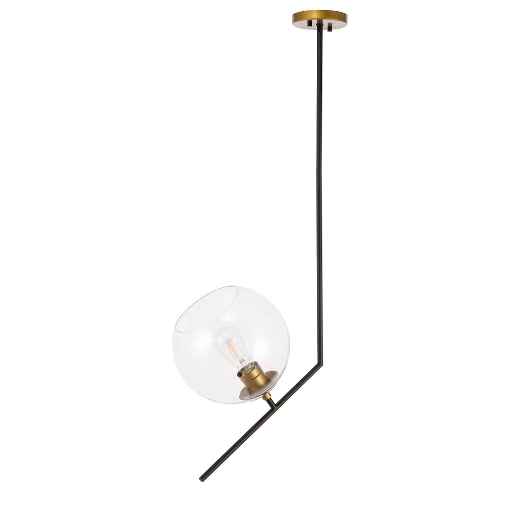 Ryland 1 Light Black And Brass And Clear Glass Pendant. Picture 5