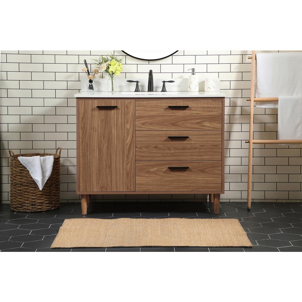 42 inch Single bathroom vanity in walnut brown with backsplash. Picture 14