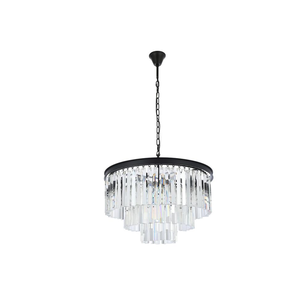 Sydney 9 light Matte Black Chandelier Clear Royal Cut Crystal. Picture 6