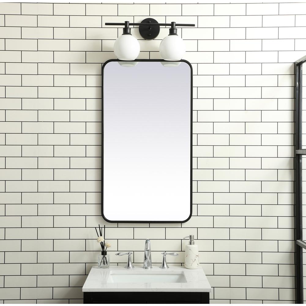 Soft corner metal rectangular mirror 20x36 inch in Black. Picture 9