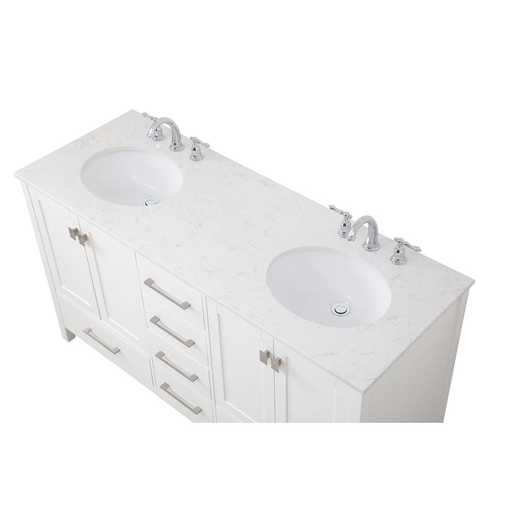 60 inch Double Bathroom Vanity in White. Picture 9