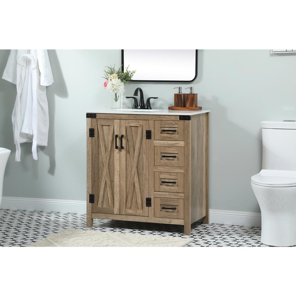 32 inch Single bathroom vanity in natural oak. Picture 2