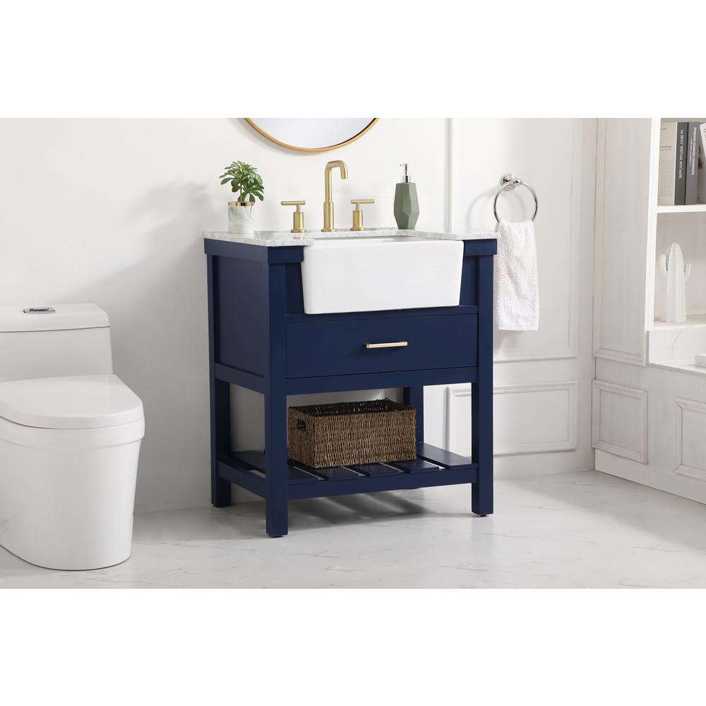 30 inch Single bathroom vanity in blue. Picture 2