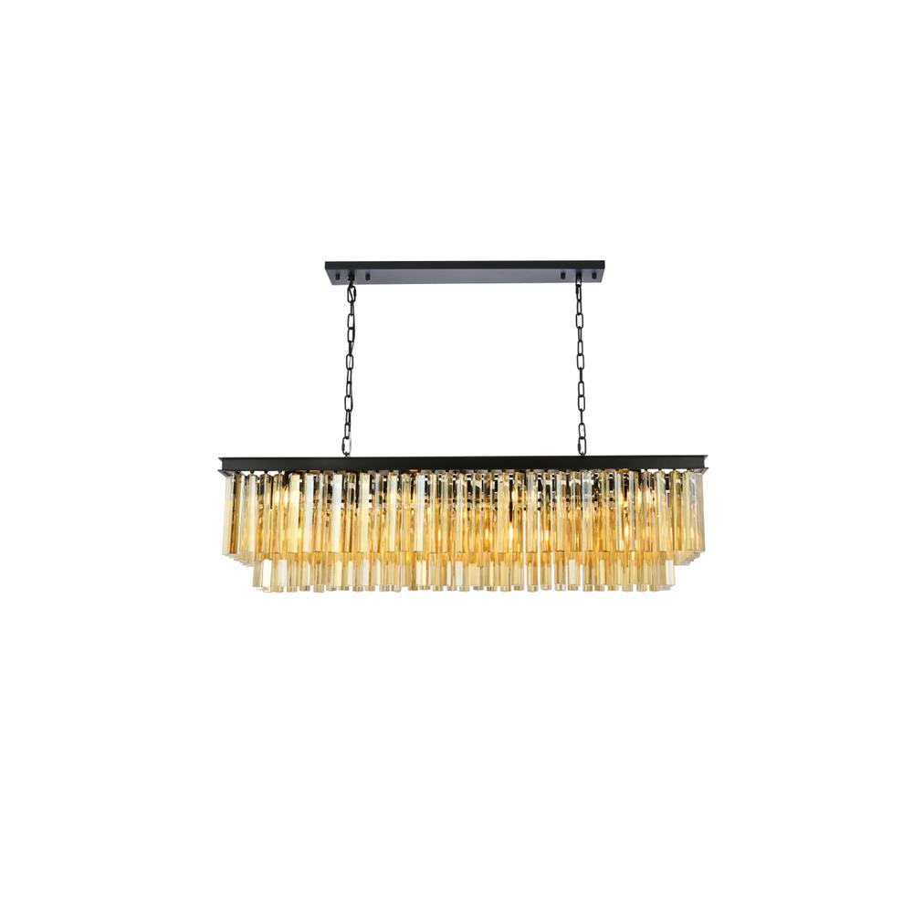 Sydney 12 light Matte Black Chandelier Golden Teak (Smoky) Royal Cut Crystal. Picture 1