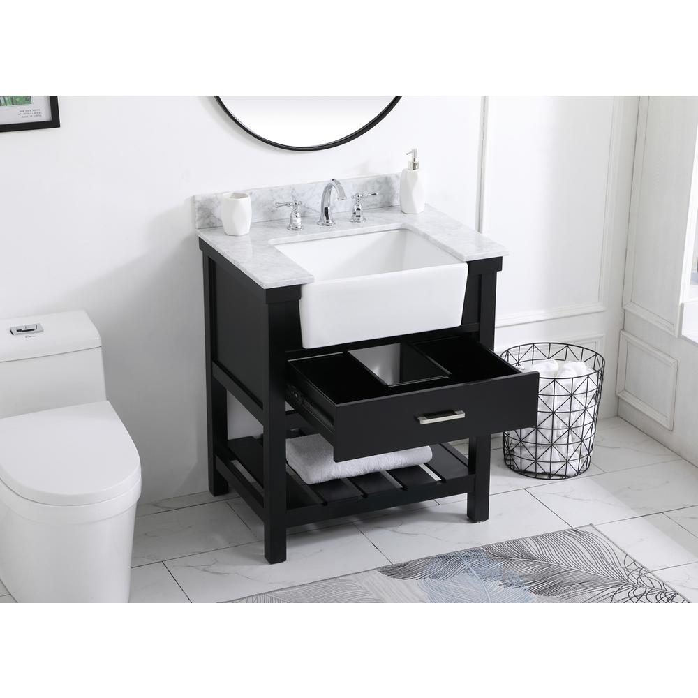30 inch Single bathroom vanity in black with backsplash. Picture 3