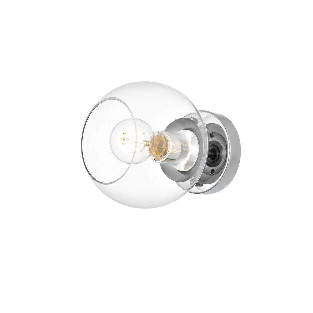 Rogelio 1 light Chrome and Clear Bath Sconce. Picture 1
