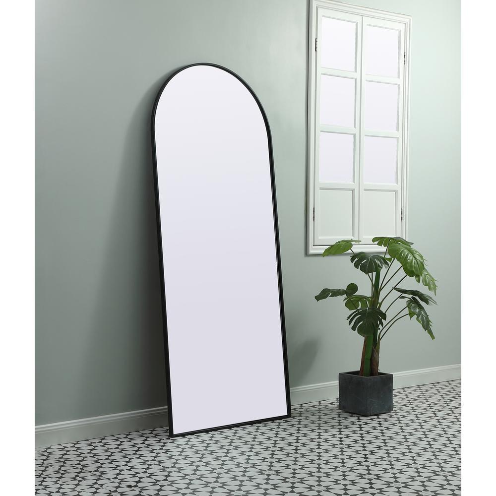 Metal Frame Arch Full Length Mirror 32x76 Inch in Black. Picture 2