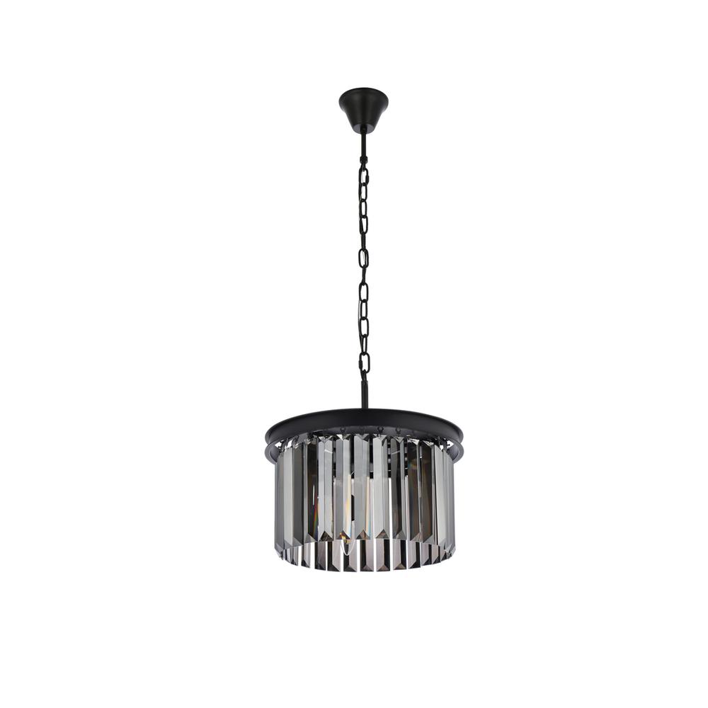 Sydney 3 light Matte Black Pendant Silver Shade (Grey) Royal Cut Crystal. Picture 6