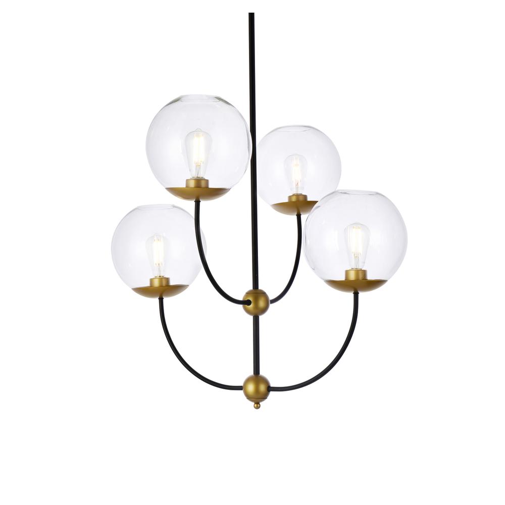 Lennon 31.5 inch pendant in black and brass with clear shade. Picture 2