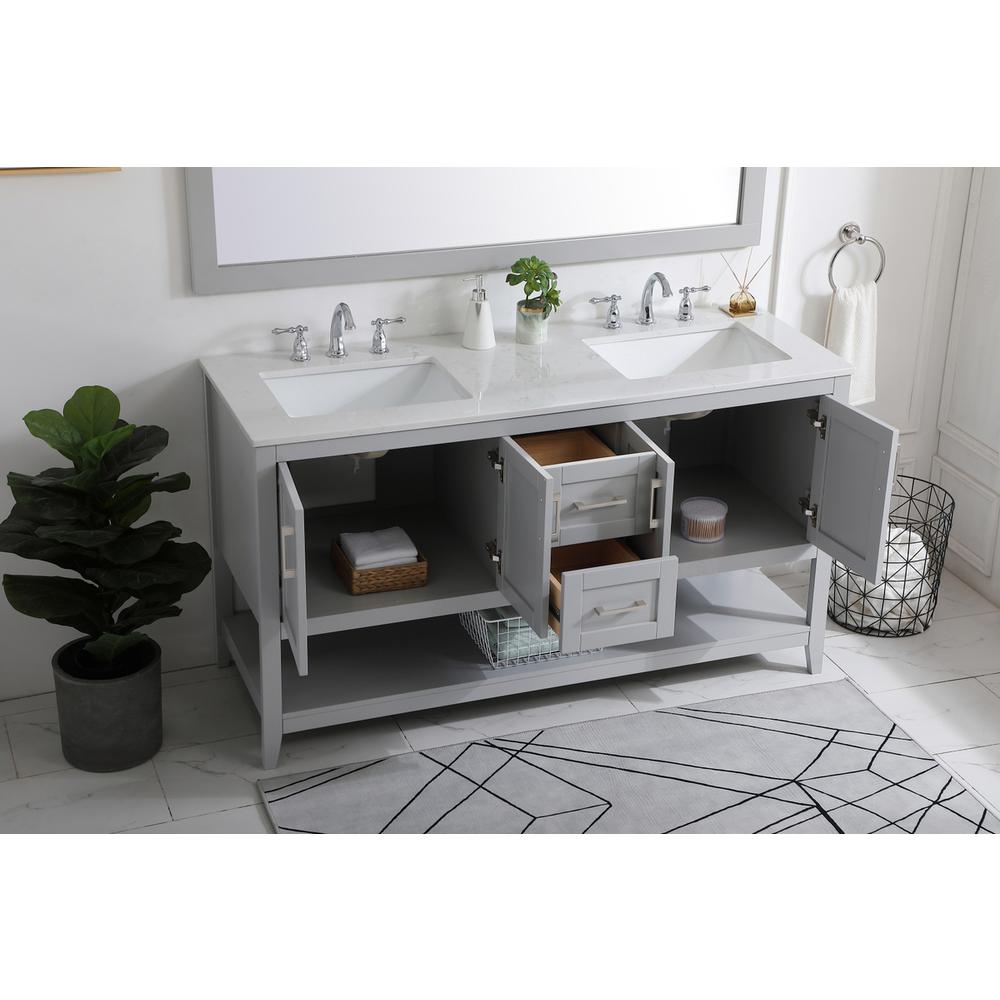 60 inch Double Bathroom Vanity in Grey. Picture 3