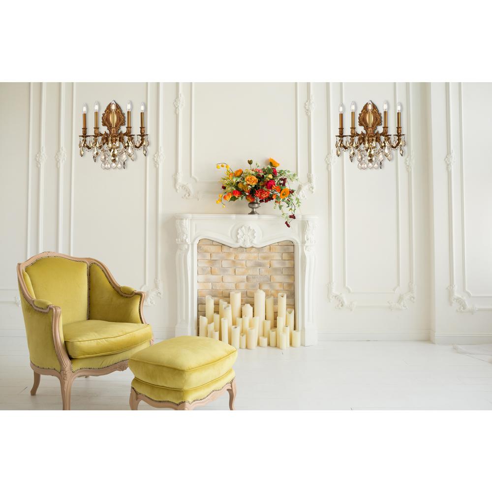 Monarch 5 light French Gold Wall Sconce Golden Teak (Smoky) Royal Cut Crystal. Picture 2