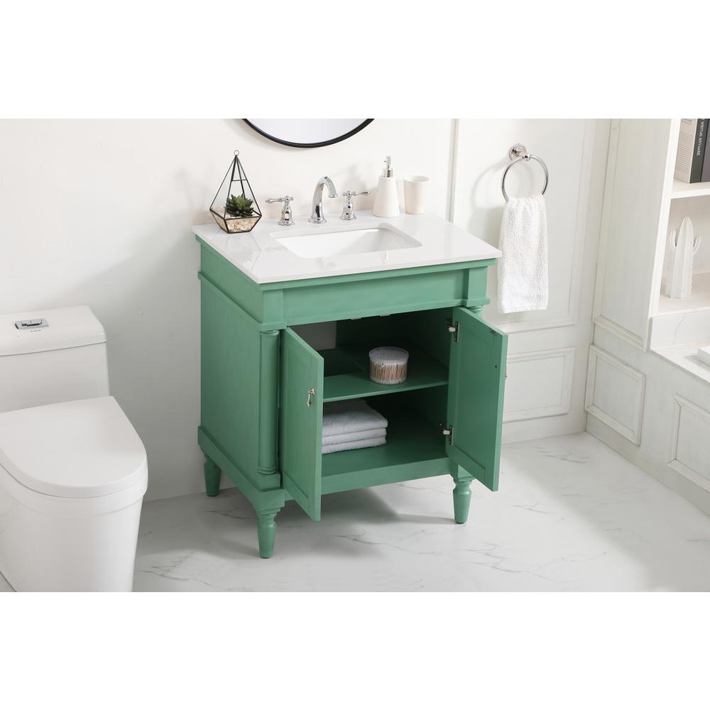 30 inch Single Bathroom vanity in Vintage Mint. Picture 2