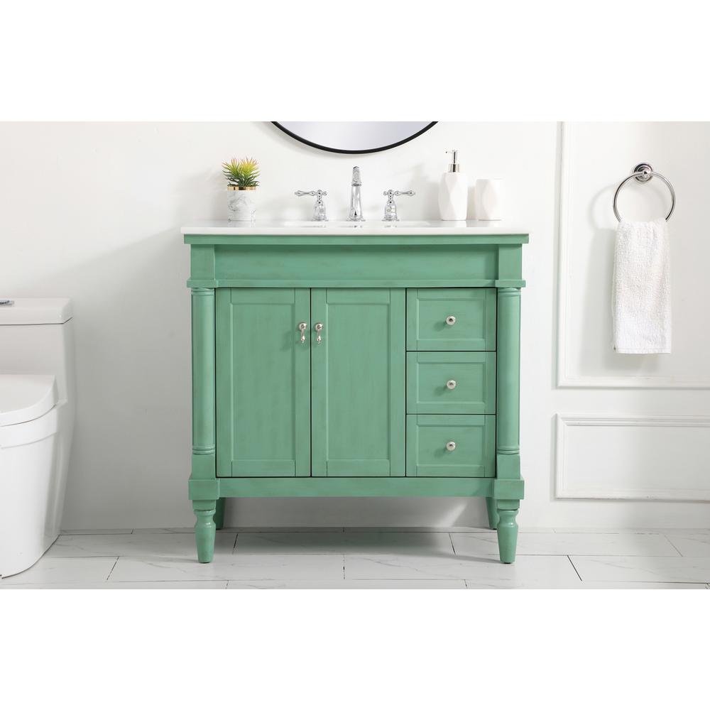 36 inch Single Bathroom vanity in vintage mint. Picture 14