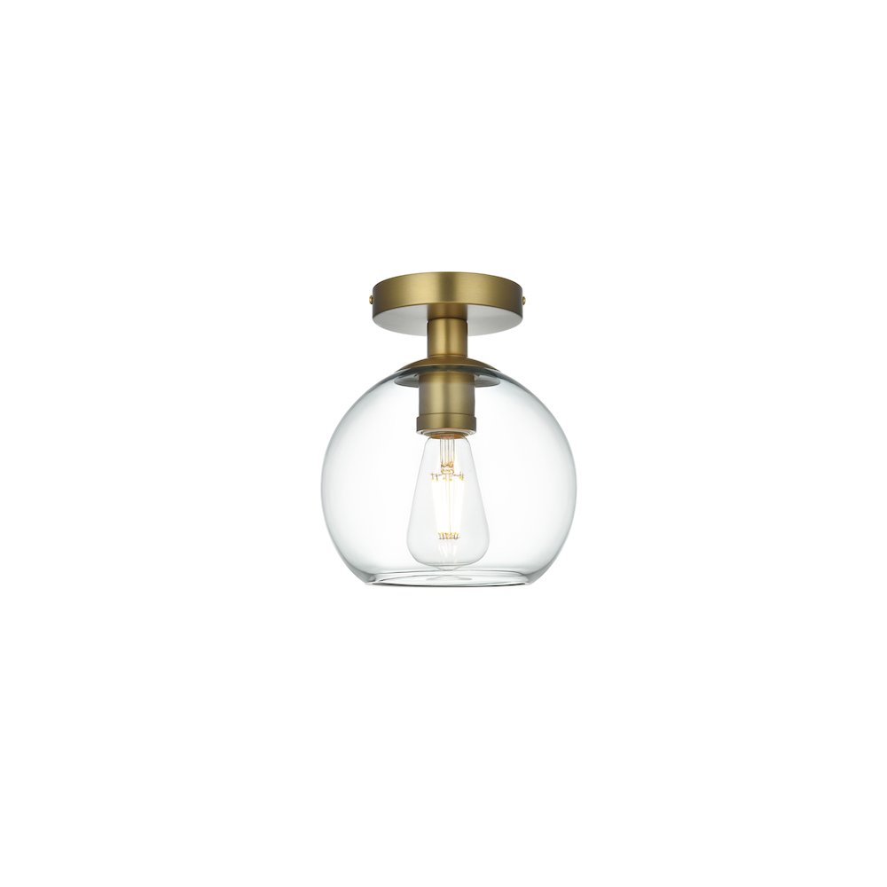 Baxter 8 Inch Flush Mount Clear Shade in Satin Gold. Picture 1