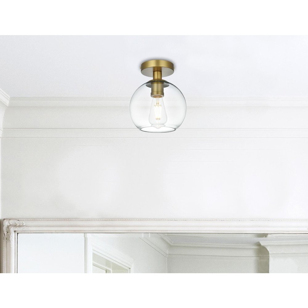 Baxter 8 Inch Flush Mount Clear Shade in Satin Gold. Picture 2