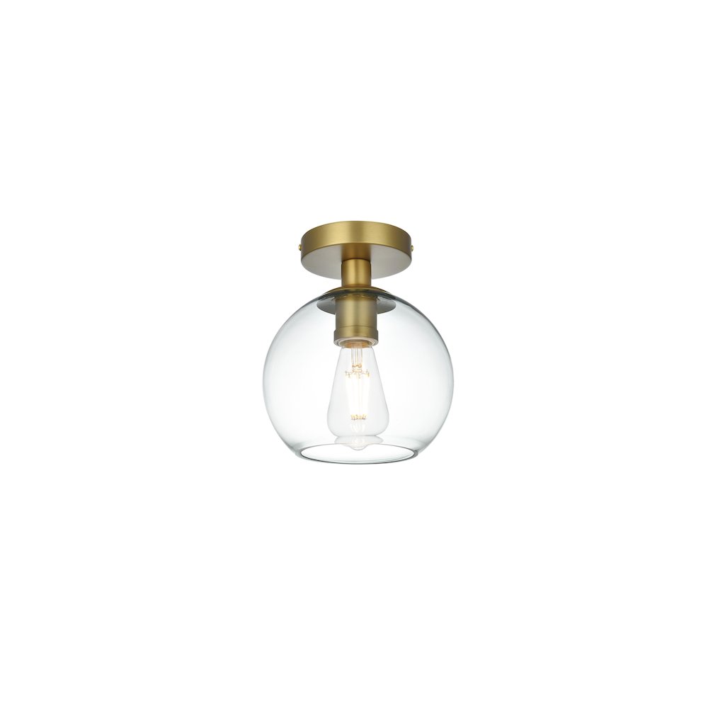 Baxter 8 Inch Flush Mount Clear Shade in Satin Gold. Picture 3