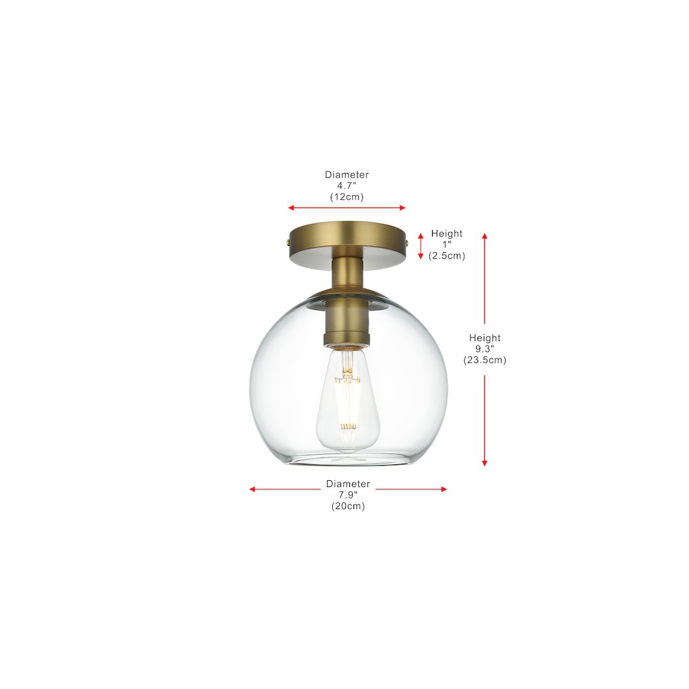 Baxter 8 Inch Flush Mount Clear Shade in Satin Gold. Picture 8