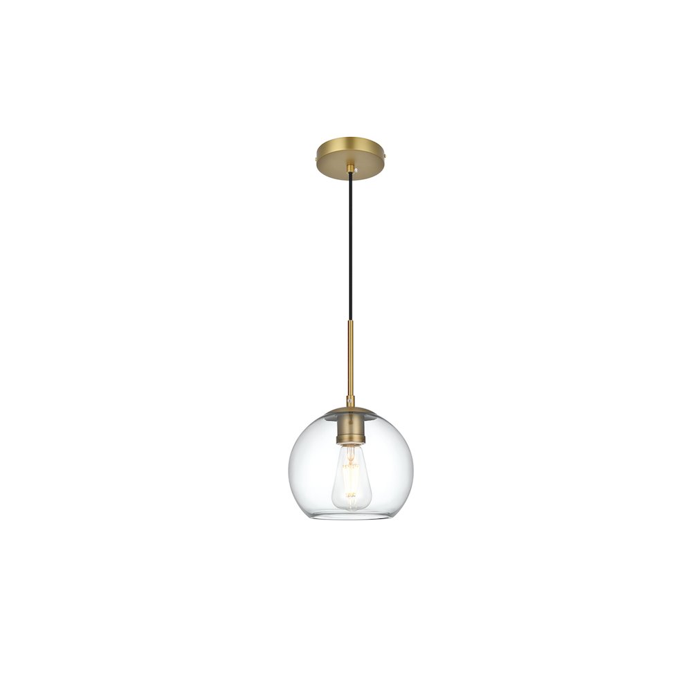Baxter 8 Inch Pendant Clear Shade in Satin Gold. Picture 1
