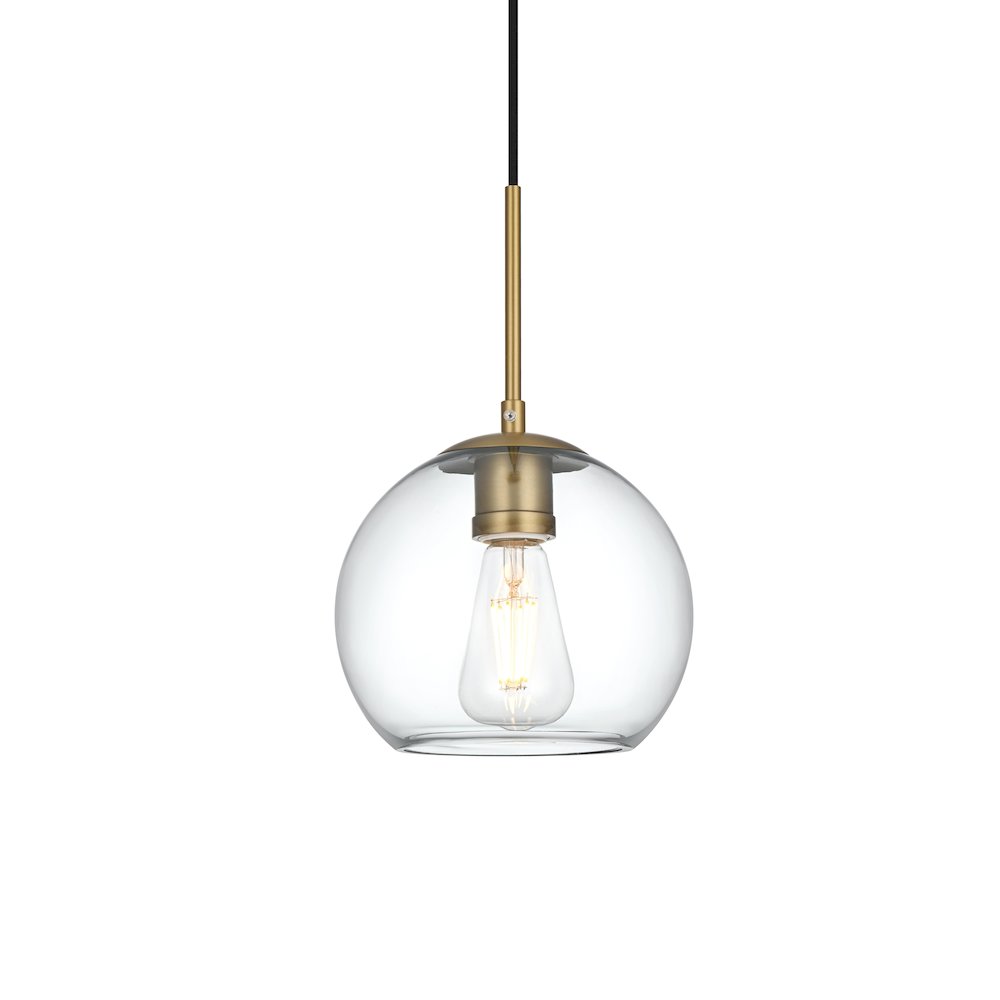 Baxter 8 Inch Pendant Clear Shade in Satin Gold. Picture 3