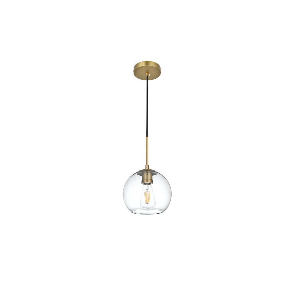 Baxter 8 Inch Pendant Clear Shade in Satin Gold. Picture 8