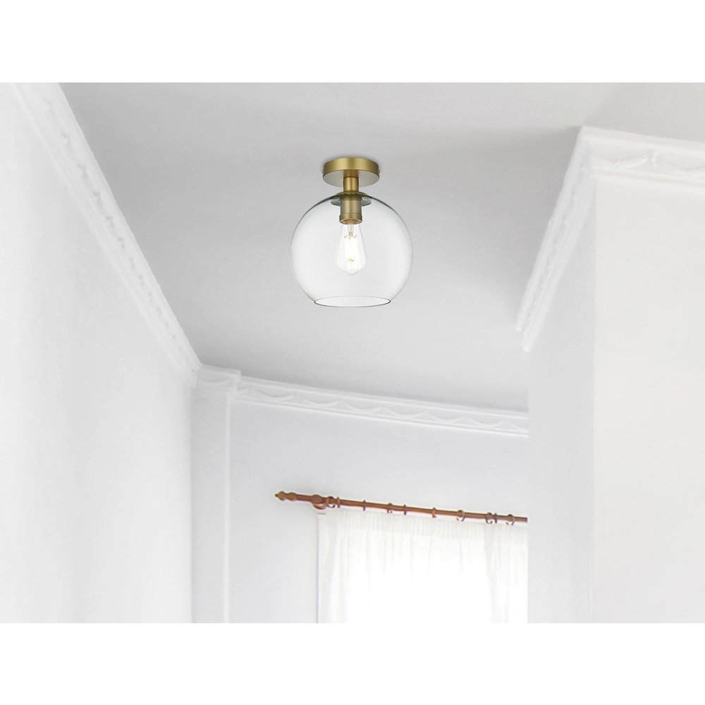 Baxter 18 Inch Flush Mount Clear Shade in Satin Gold. Picture 2