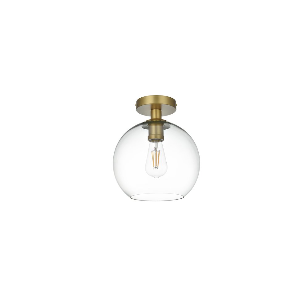 Baxter 18 Inch Flush Mount Clear Shade in Satin Gold. Picture 7