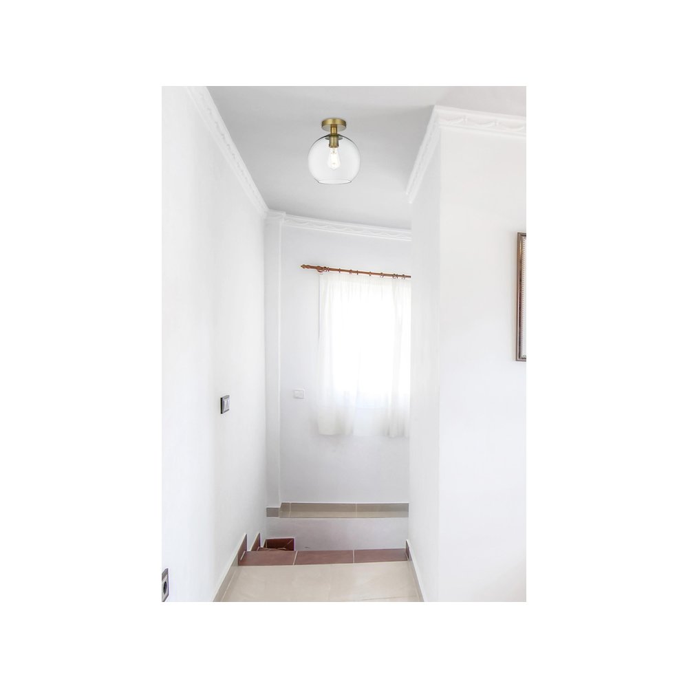 Baxter 18 Inch Flush Mount Clear Shade in Satin Gold. Picture 9