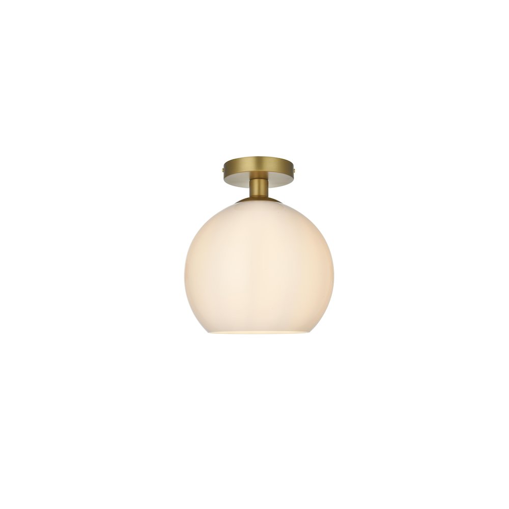 Baxter 10 Inch Flush Mount Frosted White Shade in Satin Gold. Picture 1