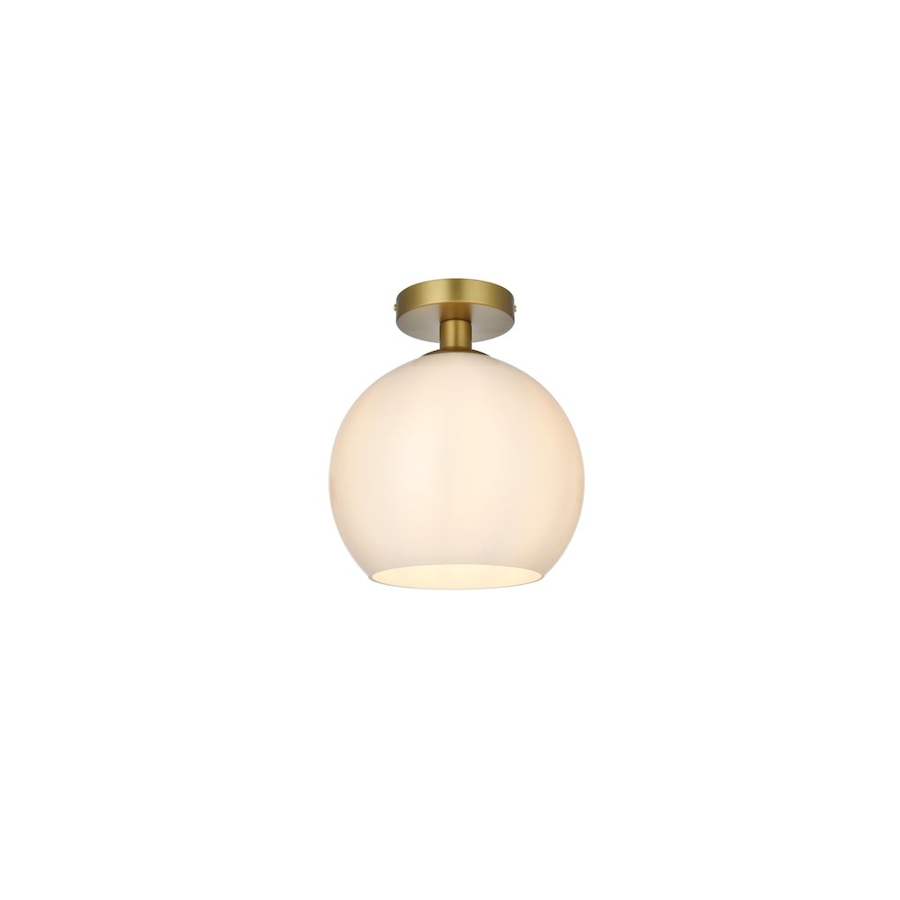 Baxter 10 Inch Flush Mount Frosted White Shade in Satin Gold. Picture 3