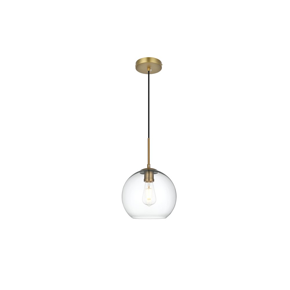 Baxter 10 Inch Pendant Clear Shade in Satin Gold. Picture 1