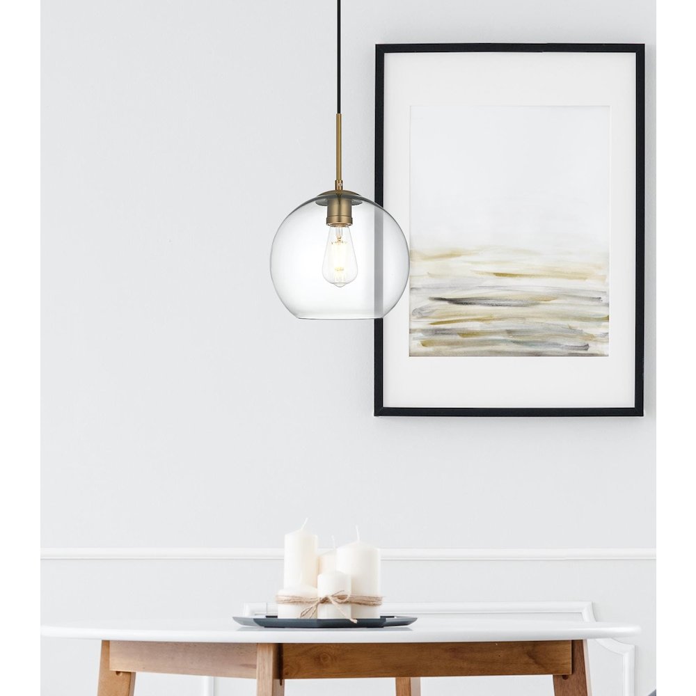 Baxter 10 Inch Pendant Clear Shade in Satin Gold. Picture 2