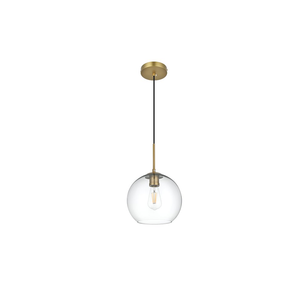 Baxter 10 Inch Pendant Clear Shade in Satin Gold. Picture 8