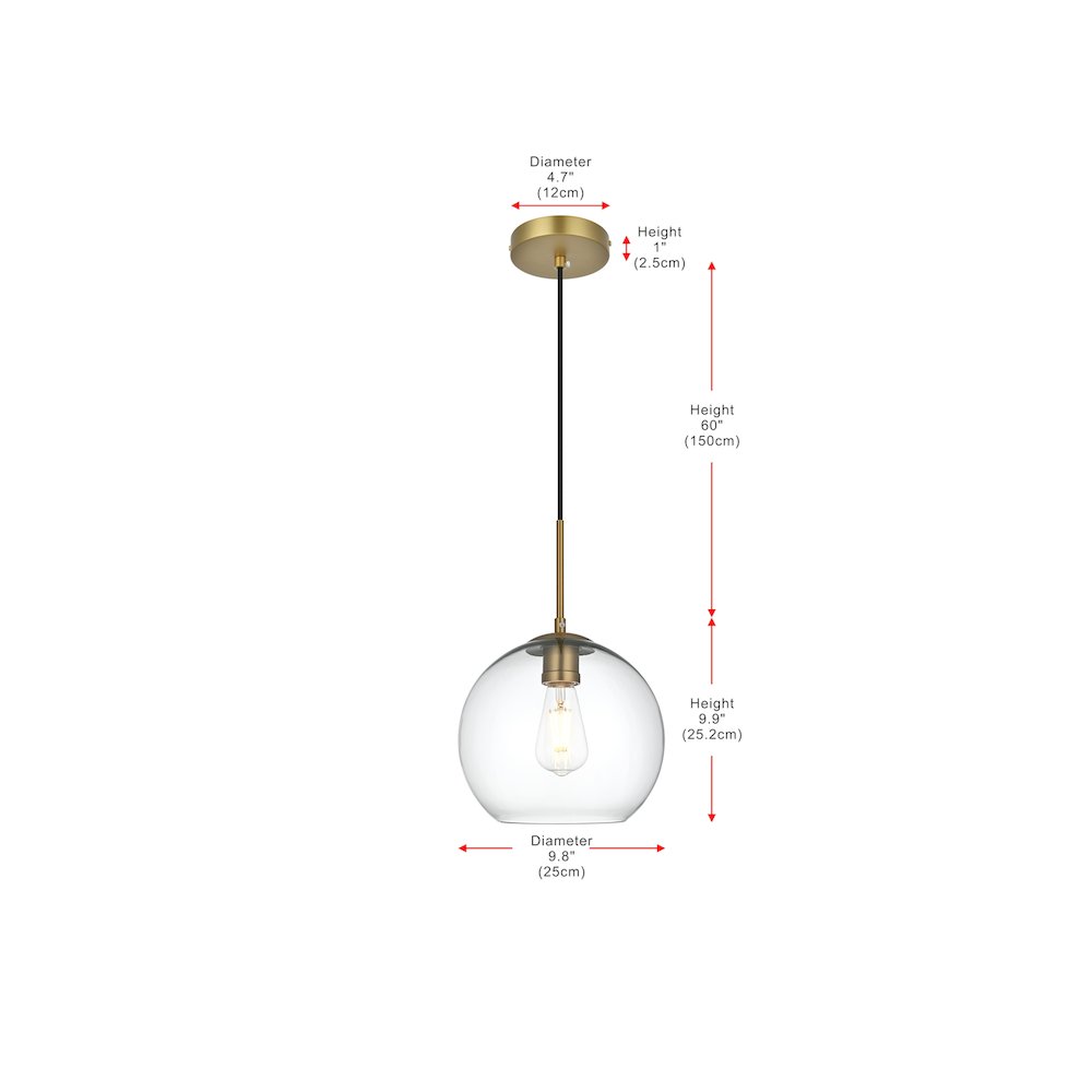 Baxter 10 Inch Pendant Clear Shade in Satin Gold. Picture 9