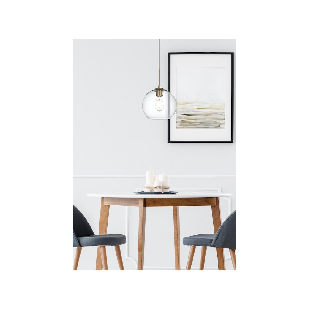 Baxter 10 Inch Pendant Clear Shade in Satin Gold. Picture 10